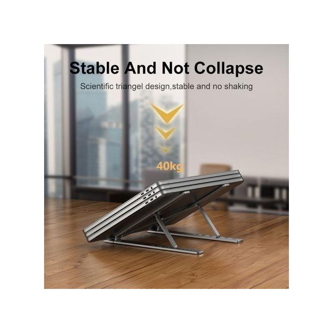 GUEETON Adjustable Silver Metal Foldable Laptop Stand Holder