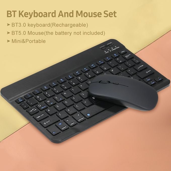 78-Key 10-inch Bluetooth Rechargeable Mini Keyboard and Mouse Set