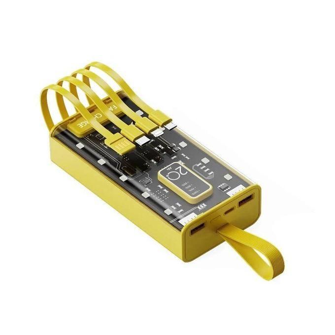 40,000 mAh Transparent Engine Capacity Power Bank – Available in Black, White, and Gold