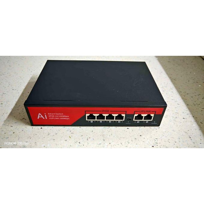 AI-Powered 4-Channel PoE Switch with 2 Uplink Ports for Hikvision CCTV