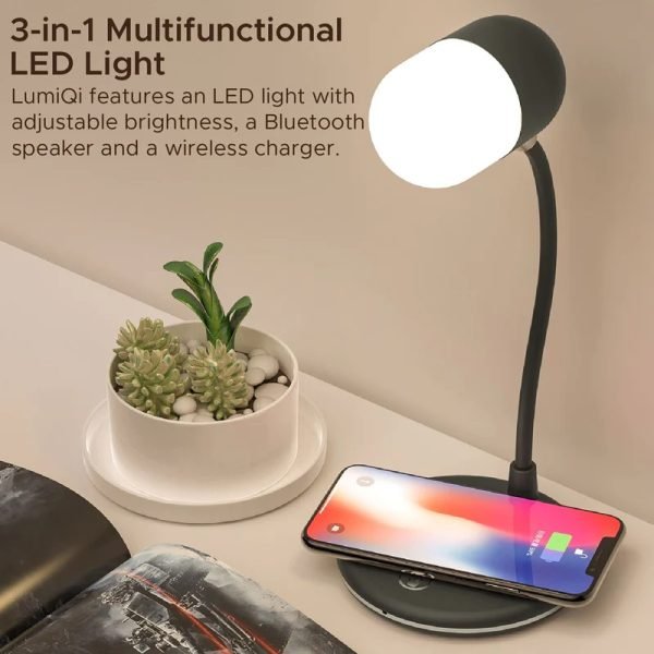 Promate Light Sensitive Led Table Lamp with Wireless Speaker