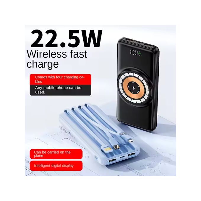 Compact Dual Fast Charger Power Bank with 30000mAh LED Display – Black