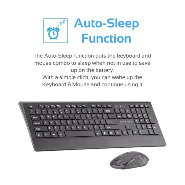 Sleek Wireless Full-Size Multimedia Keyboard and Mouse Set