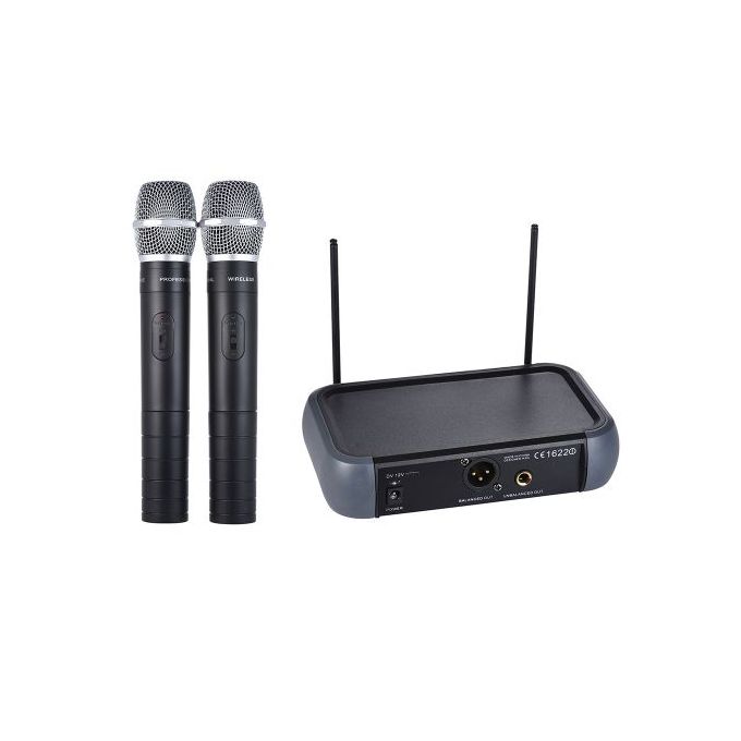 Dual Channel VHF Wireless Handheld Microphone System – Black (New)