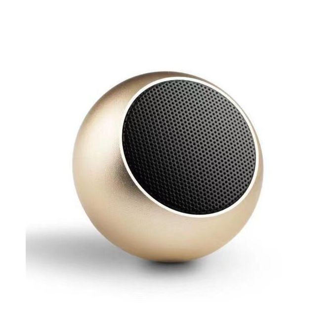 Gold Mini Metal Portable Bluetooth Speaker with Card Slot and Heavy Bass for Outdoor Use