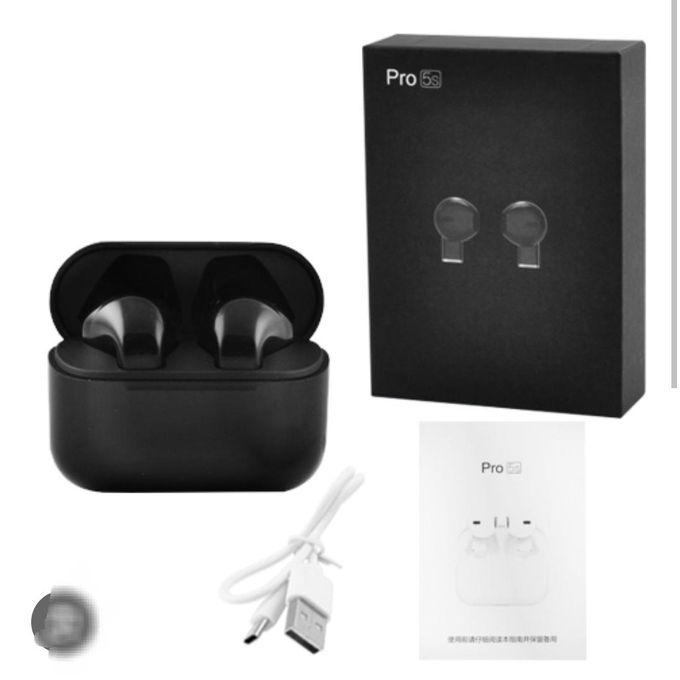 Black TWS Pro 5S Mini Wireless Bluetooth Earbuds