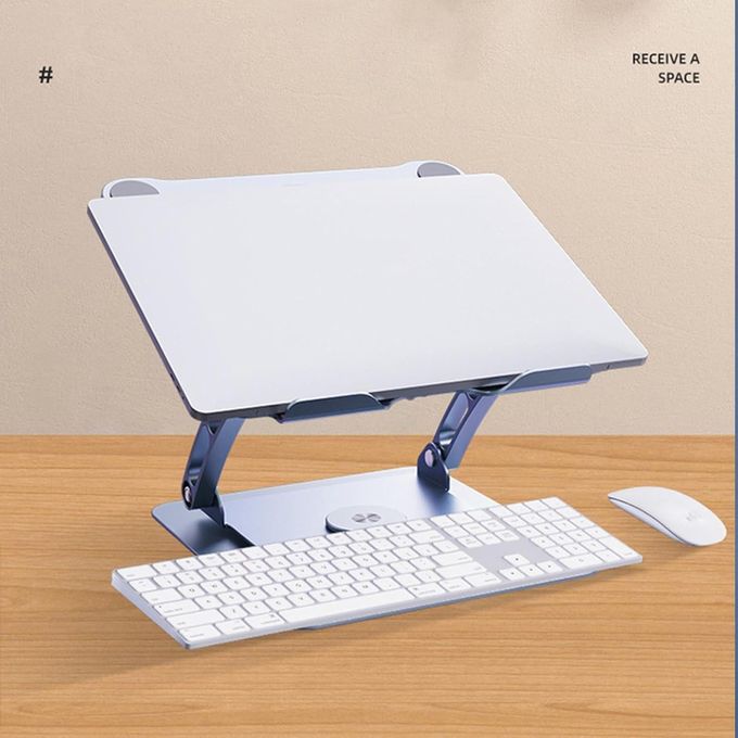 360° Adjustable Aluminum Laptop Stand with Cooling Fan, Foldable Non-Slip Holder for 10-17.3 inch Laptops – Silver — product view 5