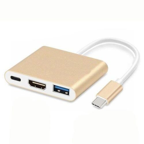 3 In 1 Type C USB 3.1 To USB-C 4K HDMI USB 3.0 Adapter Hub – Gold