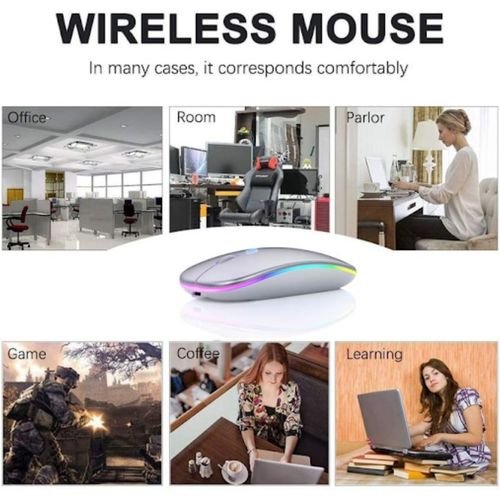Buy Colorful LED 2.4G Rechargeable Ultra-Thin Wireless Mouse – Silver aa — product view 3