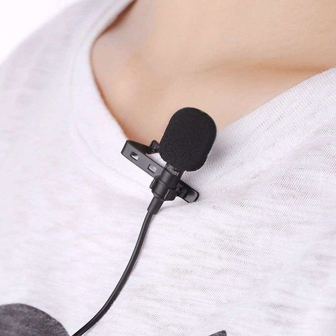 Black Clip-on Lapel Microphone with 3.5mm Connector