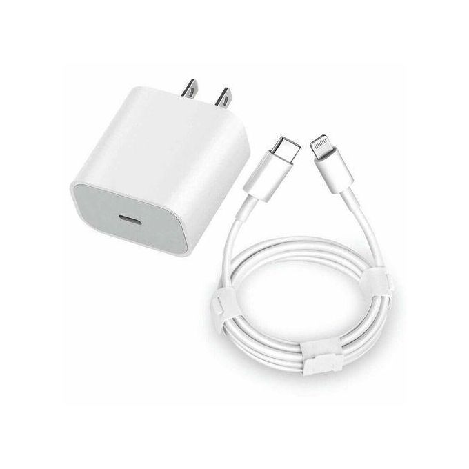 20W Fast Charging Adapter with Type-C Cable – White