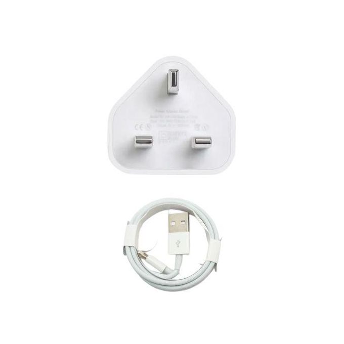 White iPhone USB Power Adapter with Lightning to USB Cable