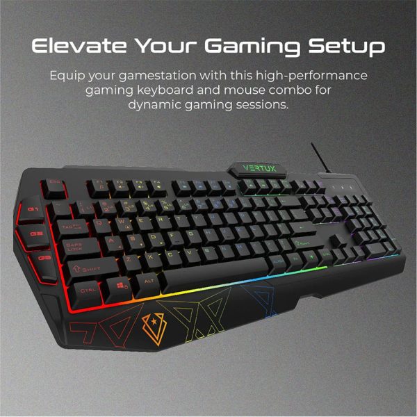 Vertux RGB Gaming Keyboard and Mouse Set with Instant Macro Keys