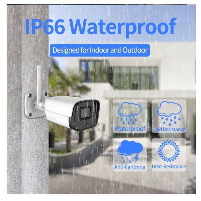 Wireless Waterproof Bullet Camera with Night Vision – HD 1080P 2MP – White