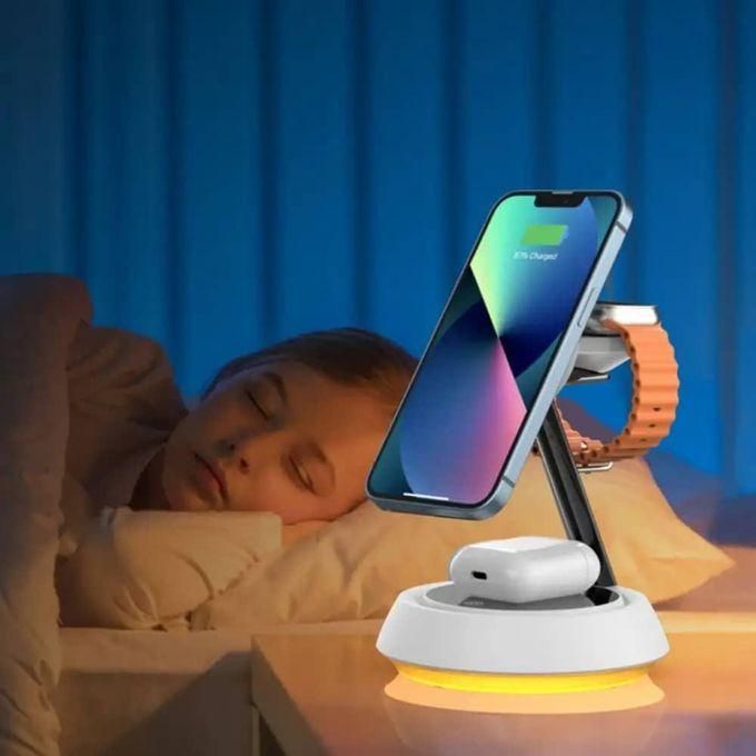 WIWU Power Air 3-in-1 Wireless Charger for Compatible Smartphones, AirPods, and Smartwatches – White