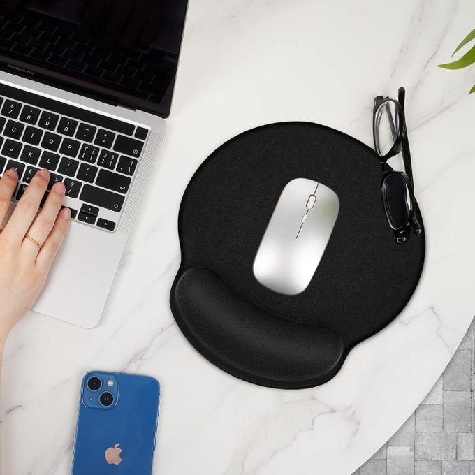 Black Non-Slip Mouse Pad with Wrist Support
