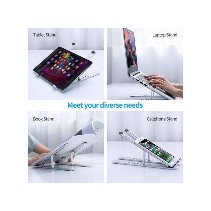 Silver Adjustable Aluminum Laptop Stand