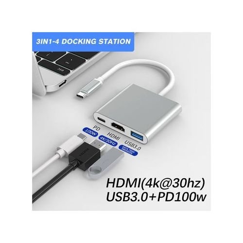 3-in-1 Type C HDMI4K USB3.0 100 PD Multiport Adapter