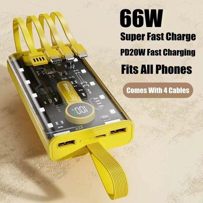 High-Speed Transparent 20000mAh Power Bank with 22.5W Fast Charging