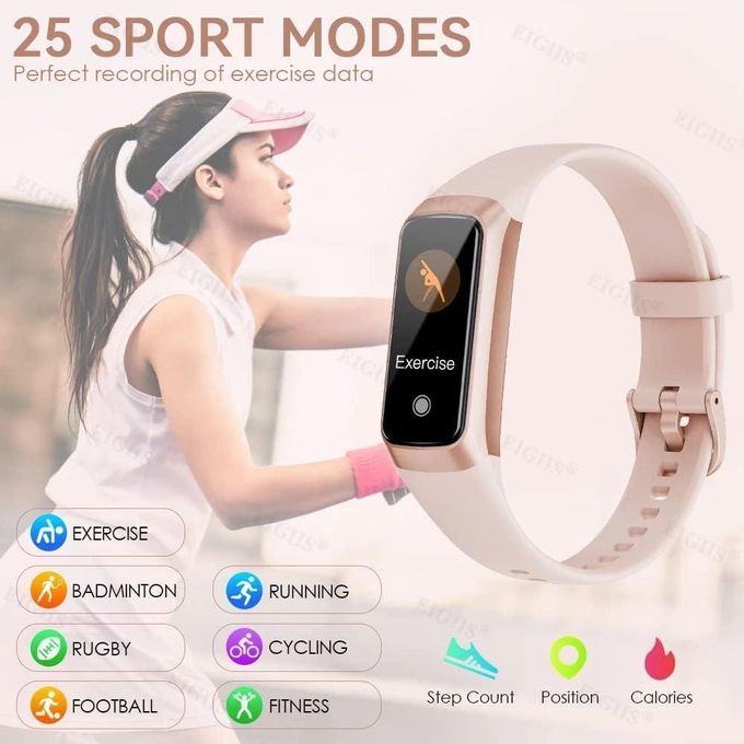 Grey Fitness Tracker Smart Watch Band with Blood Pressure Monitoring and Notifications