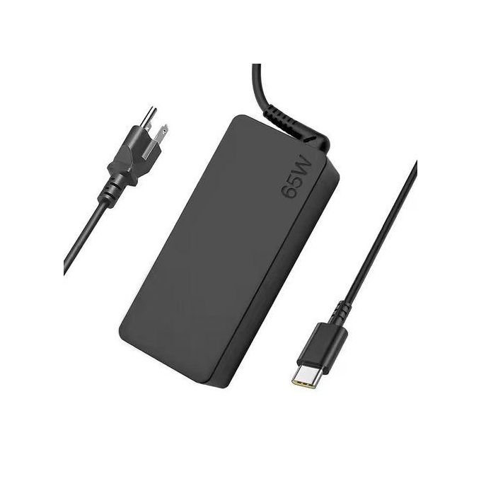 Lenovo 65W USB Type C Fast Charger with Complimentary AC Power Cord – Black