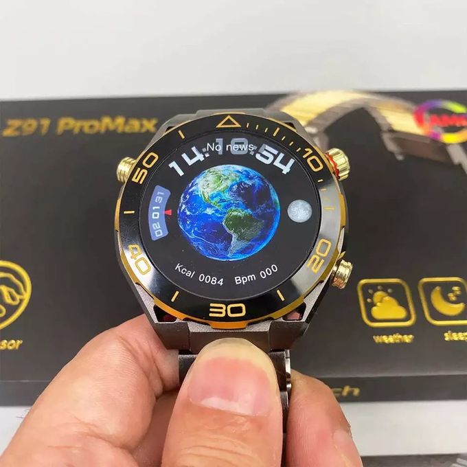 Z91 ProMax Outdoor Smartwatch with AMOLED Display, AI Voice, and Health Features – Gold