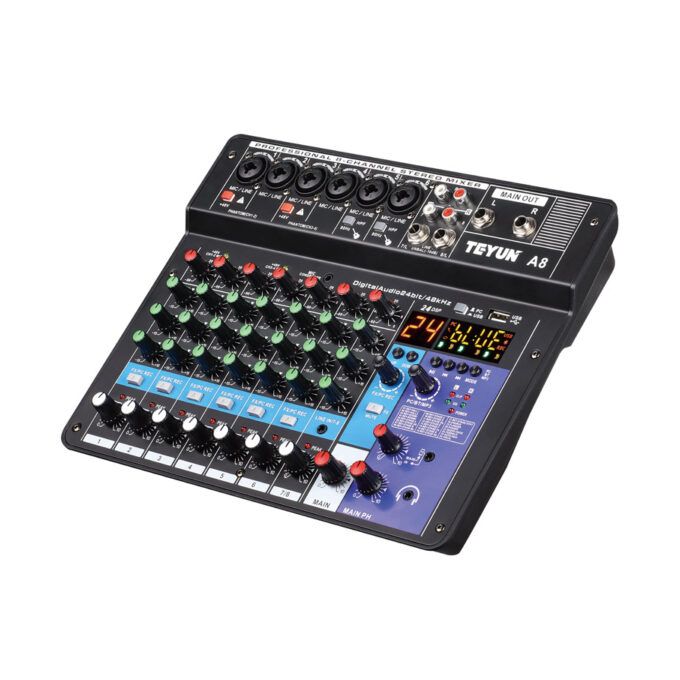 8-Channel Audio Mixer – Black