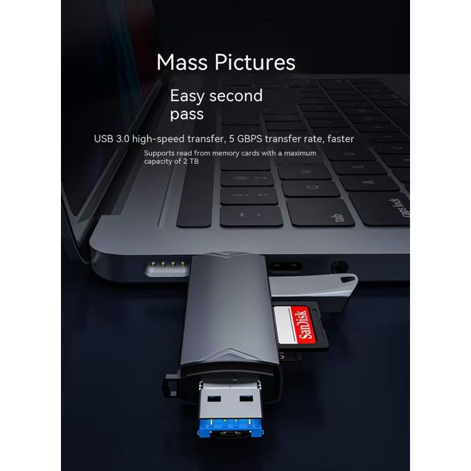 6-in-1 USB 3.0 Type-C OTG SD/TF/U Aluminum Multi-Function Adapter