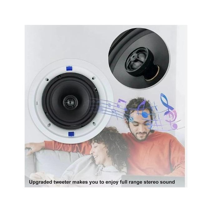 Ceiling Speaker with Auxiliary Accessories – White / Frequency Range: 50Hz-20KHz / 1″x1 Treble and 8″x1 Bass