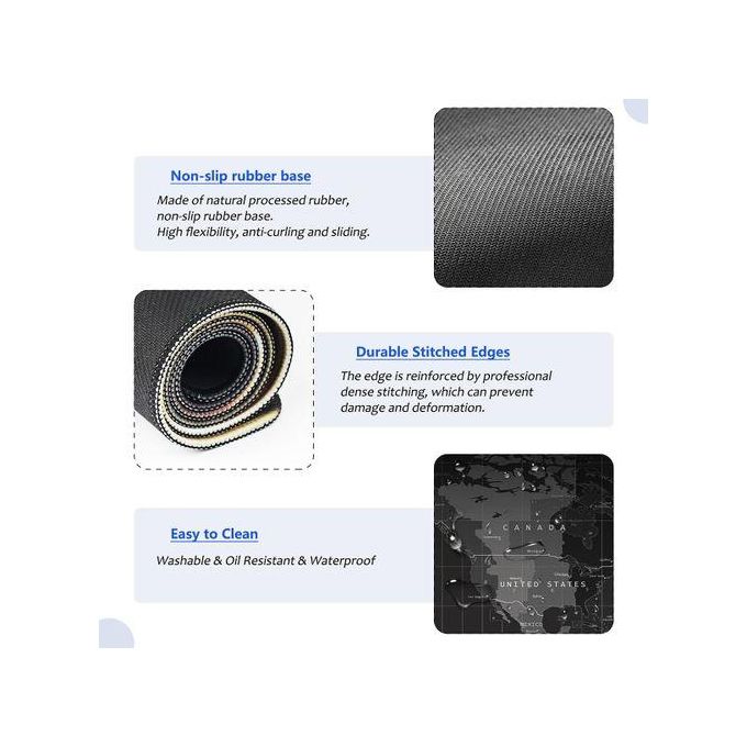 SXCHEN Large World Map Mouse Pad with Locking Edges