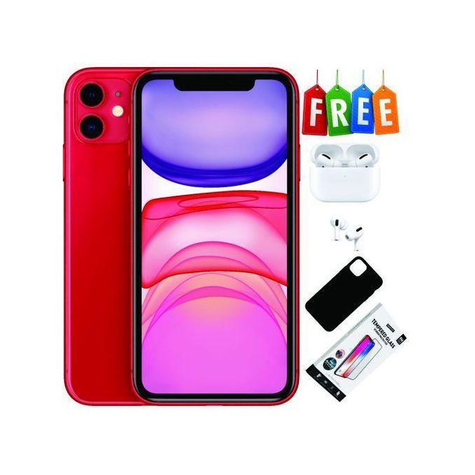 Apple iPhone 11 – 64GB Storage, 4GB RAM, 6.1" Liquid Retina Display, Dual 12MP Cameras in Red + Complimentary Accessories