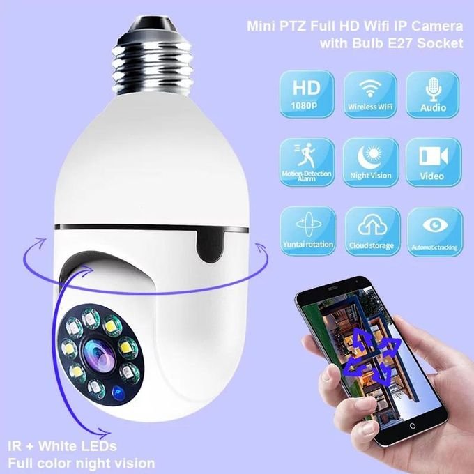 White PTZ Smart Camera with Digital CCTV and Wi-Fi Bulb in kumasi