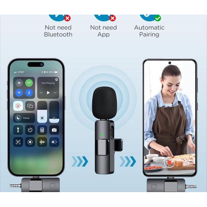 Dual Clip-On Wireless Lavalier Microphone Set with Multi-Device Receiver