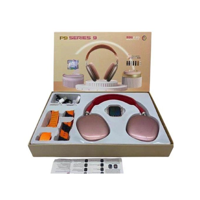 Rose Gold & Red P9 Series Smartwatch with Headphones