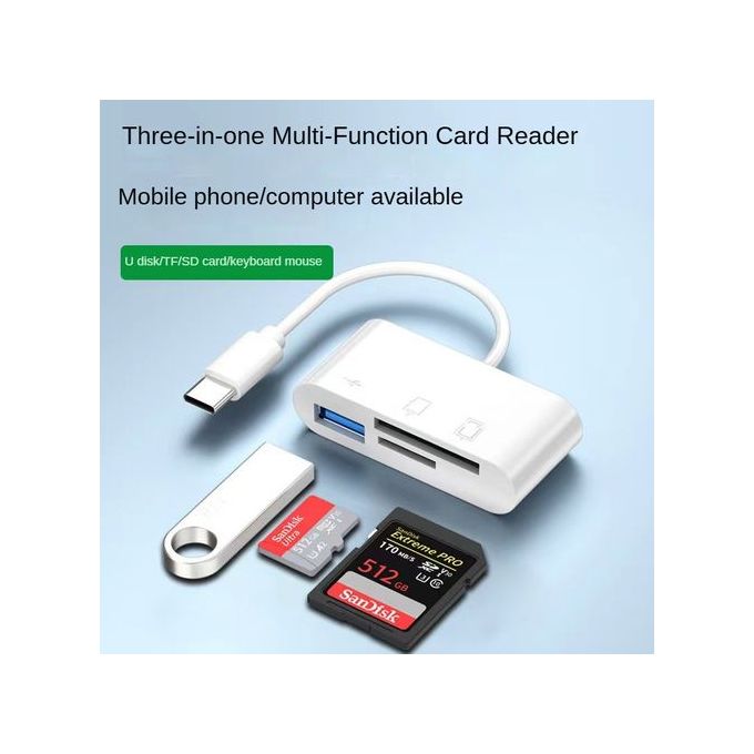 3-in-1 USB 3.0 Type-C OTG Card Reader for Phones and Computers