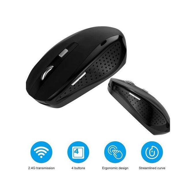 Black 2.4G Wireless Mouse for Laptops