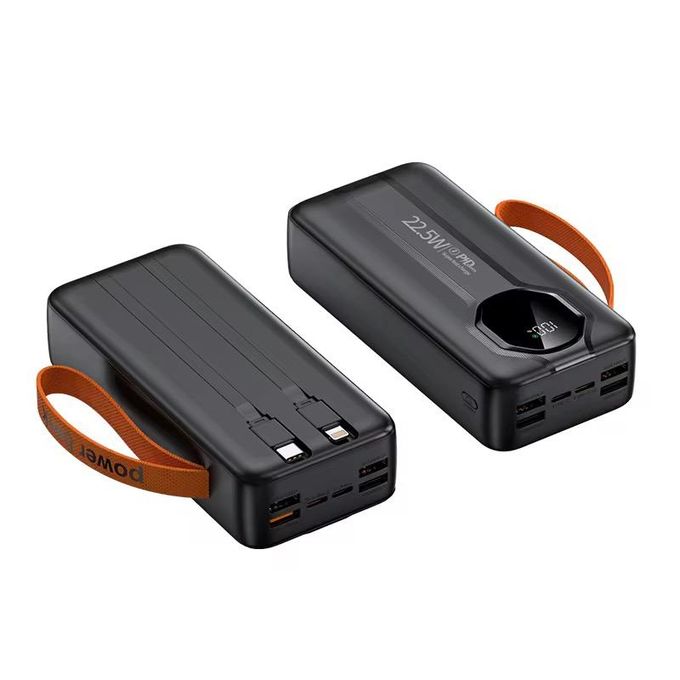 P9 – Extra-Large 40,000 mAh Power Bank with Integrated Multi-Charging Cables – BLACK
