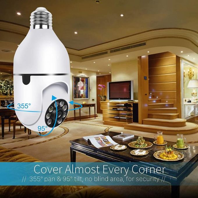 White 1080P E27 WiFi IP PTZ Security Camera with Auto Motion Tracking — product view 4
