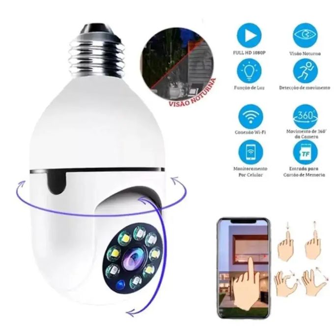 White 1080P E27 WiFi IP PTZ Security Camera