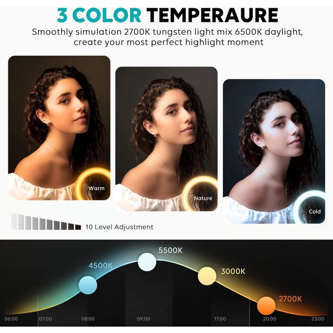 13-Inch RGB LED Ring Light MJ33CM with Tripod Stand and Phone Holder – Black