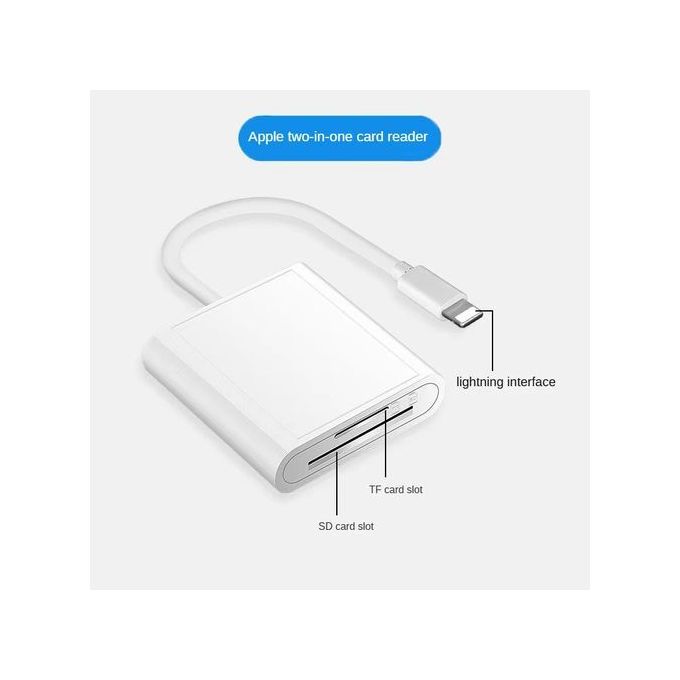 2-in-1 OTG Card Reader with Lightning Connector for Smartphones