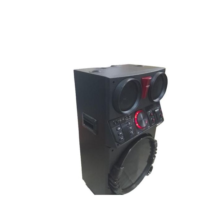 15-Inch Professional Rechargeable Bluetooth Woofer Speaker with Karaoke Function – Includes USB Ports, 2 Microphones, FM Radio, Aux-in Jack, Rechargeable Battery, and LED Lights… — product view 2