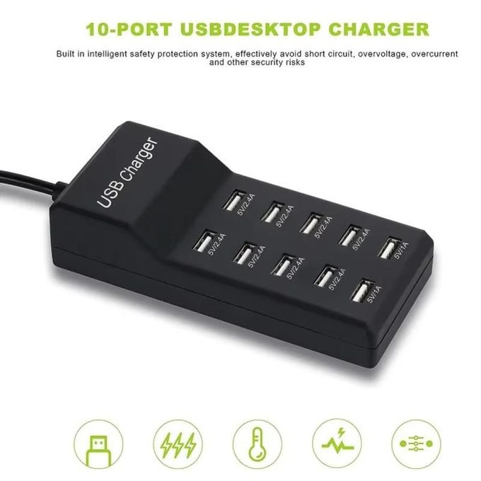 10-Port Smart USB Hub for Family