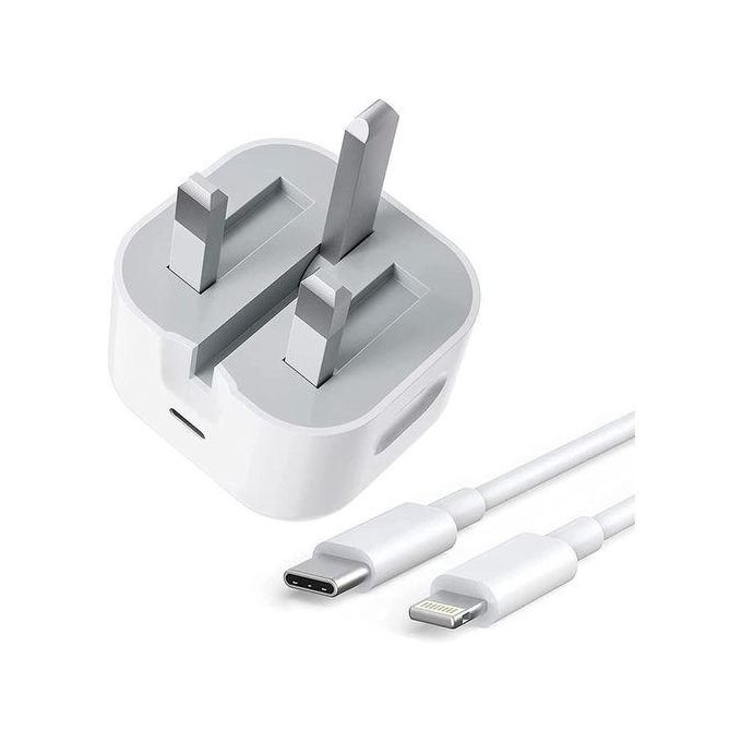 Fast USB-C Wall Charger with Lightning Cable – 3-Prong Plug for iPhone & iPad