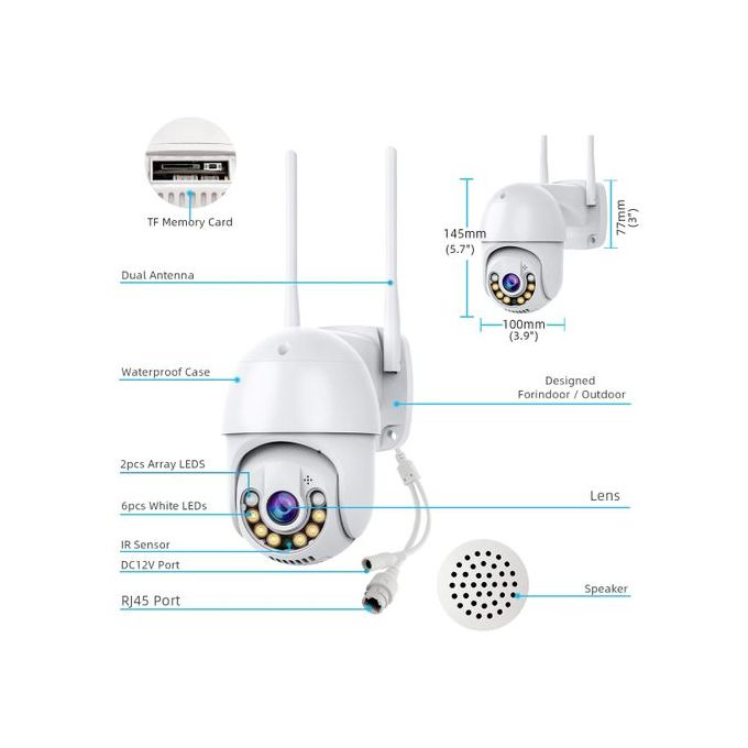 White 8MP WiFi 1080P IP Camera