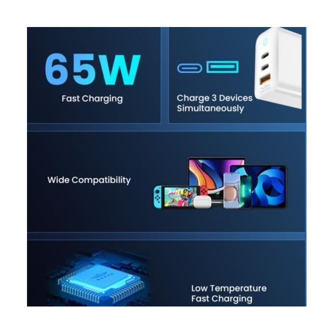 Brave 65W GaN Fast Charger with Cable – White