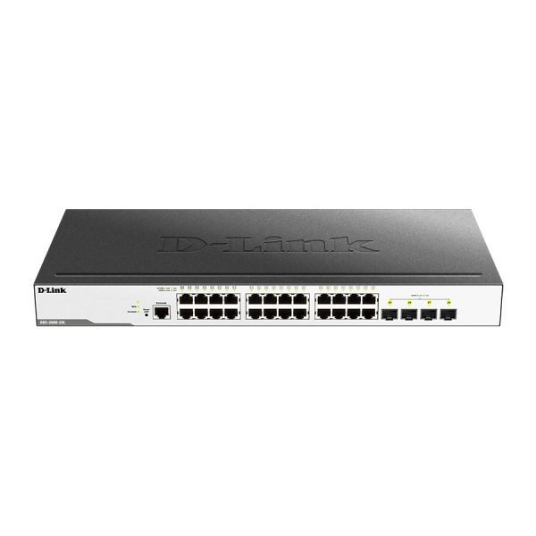 D-Link 24-Port Managed L2 Metro Ethernet Gigabit Switch with 10/100/1000 Mbps Ports and 4 SFP Ports — product view 2