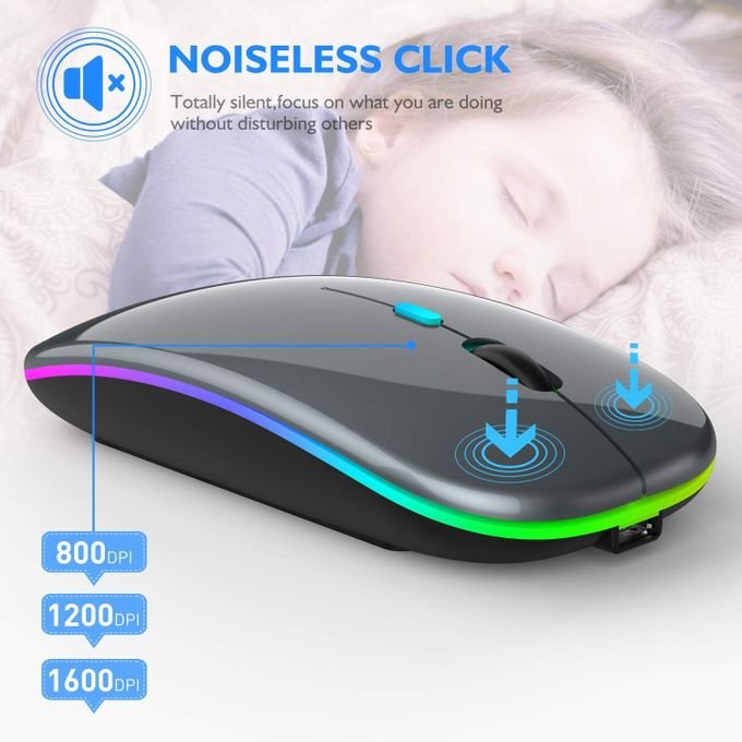 Grey Ultra-Slim Rechargeable Wireless Mouse – 2.4GHz in kumasi