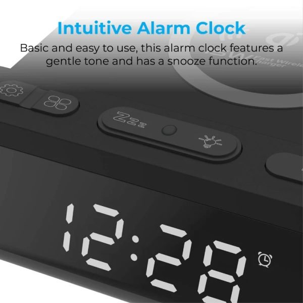 Promate 2-in-1 LED Alarm Clock and Charging Station