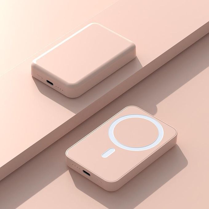 Pink Magnetic Wireless Power Bank – Portable Battery Pack with Fast Charging
